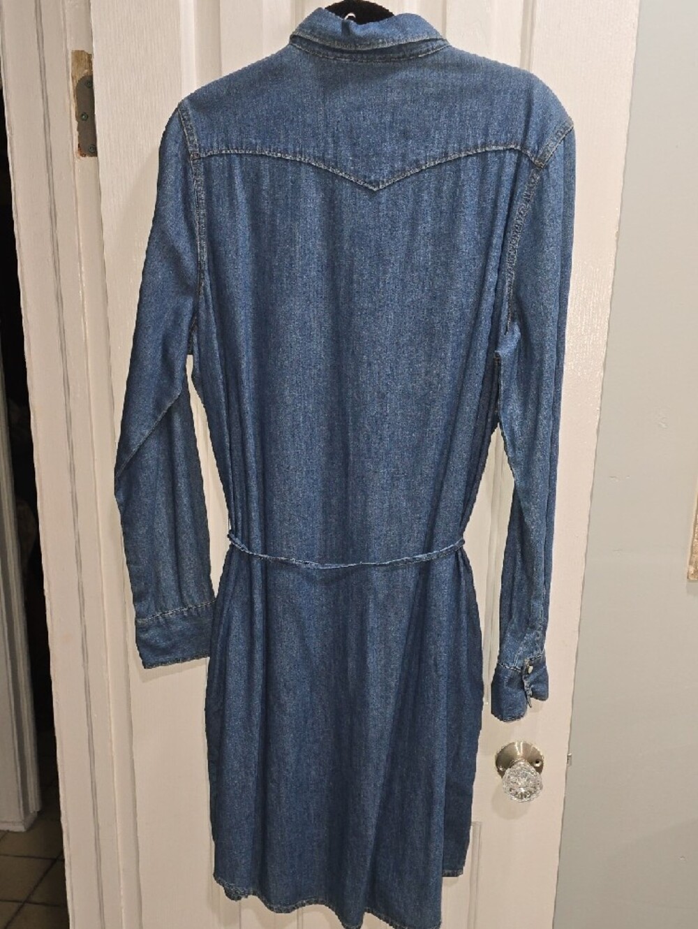 GAP 1969 Denim Shirt Dress with Tie Waist - Blue Size XL - Picture 11 of 13